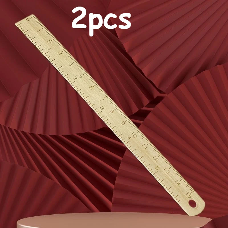 6 In Brass Ruler, 1mm Thick Dual-Scale English & Metric with Engraved Markings