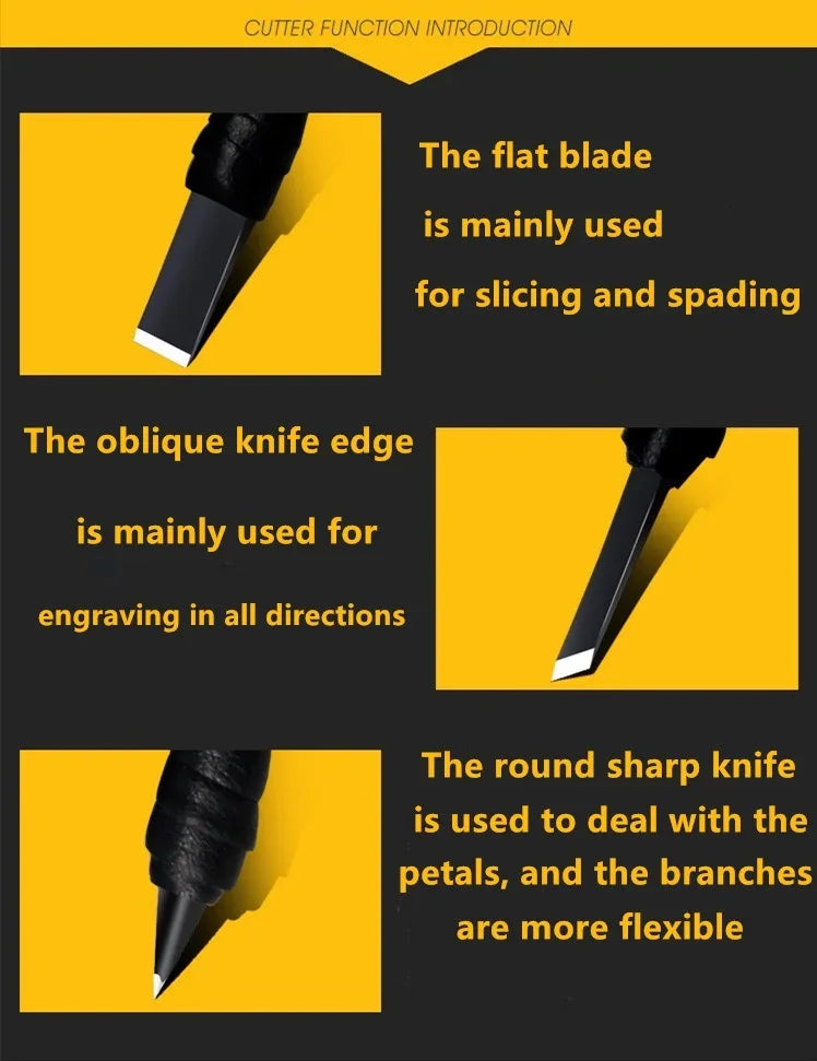 Professional 8/10/12Pcs Tungsten Steel Hand Carving Tools