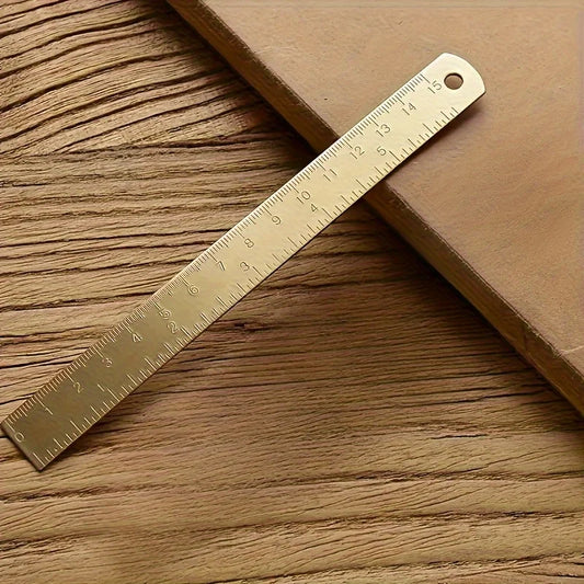 6 In Brass Ruler, 1mm Thick Dual-Scale English & Metric with Engraved Markings