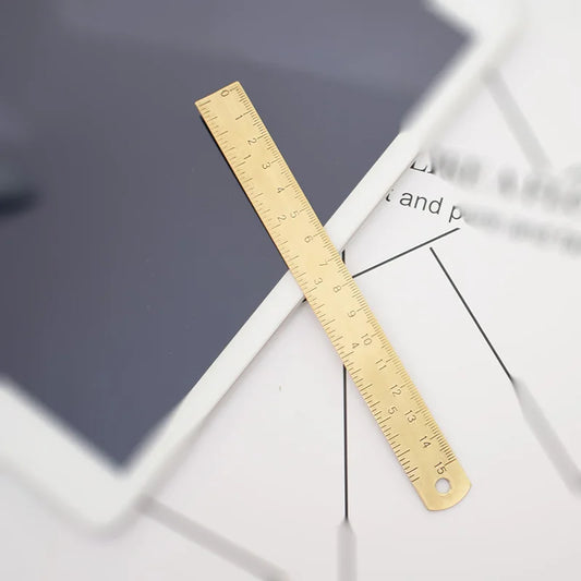 6 In Brass Ruler, 1mm Thick Dual-Scale English & Metric with Engraved Markings