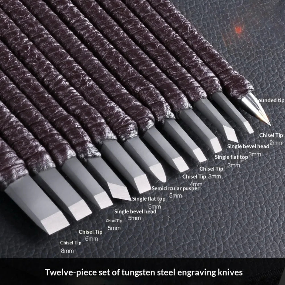 Professional 8/10/12Pcs Tungsten Steel Hand Carving Tools