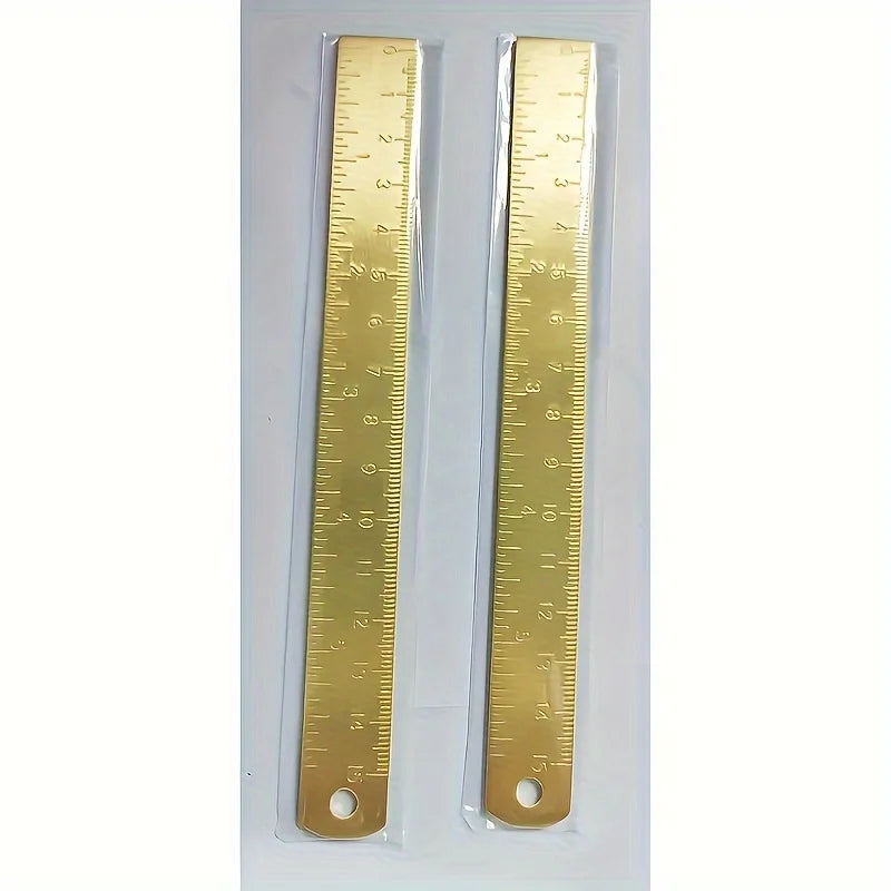 6 In Brass Ruler, 1mm Thick Dual-Scale English & Metric with Engraved Markings