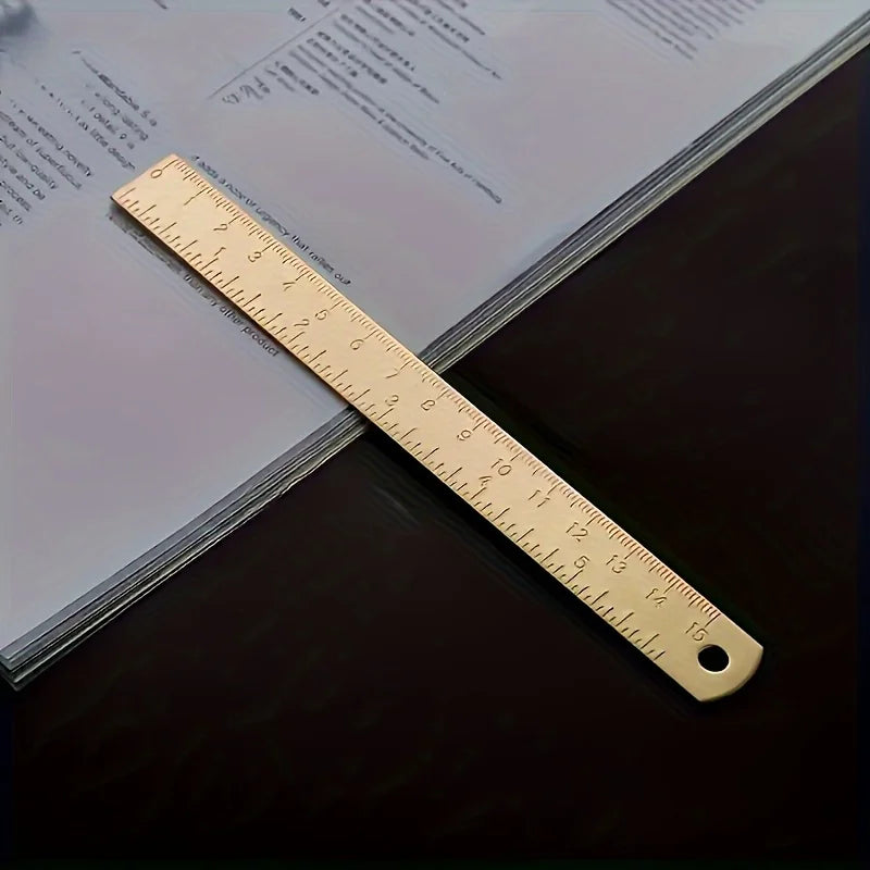 6 In Brass Ruler, 1mm Thick Dual-Scale English & Metric with Engraved Markings