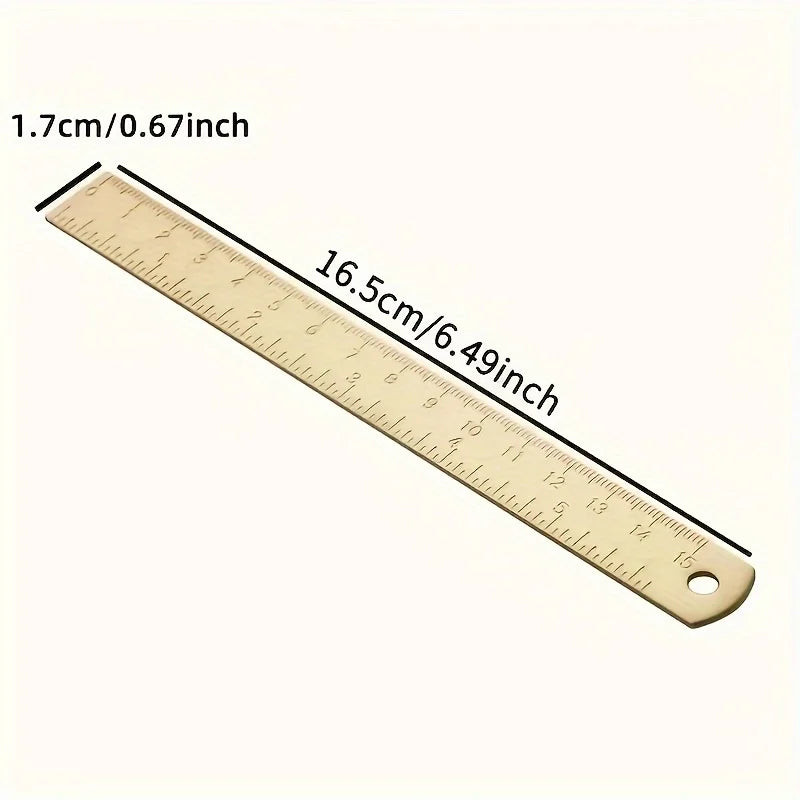 6 In Brass Ruler, 1mm Thick Dual-Scale English & Metric with Engraved Markings