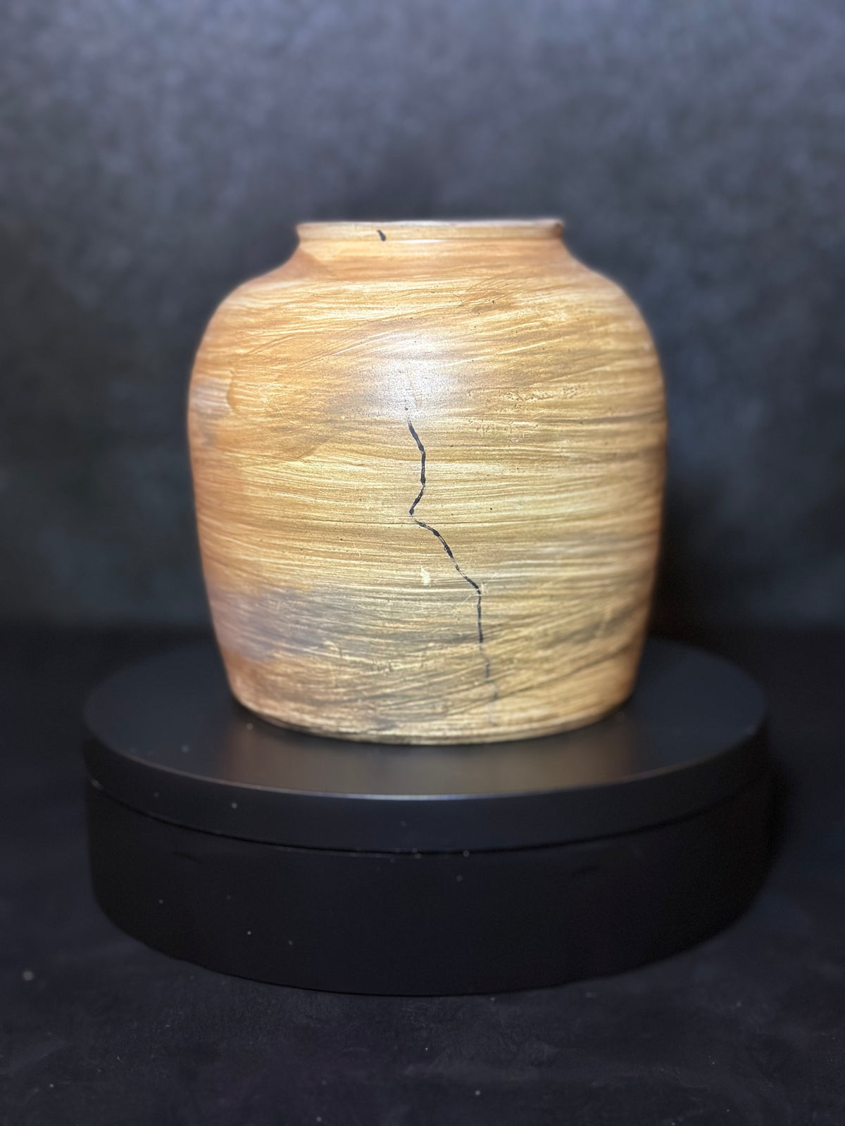 Golden Earth Raku Jar